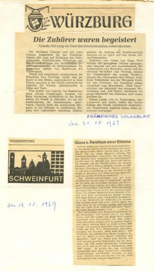 席慕德 Wuerzburg, volkszeitung 報導