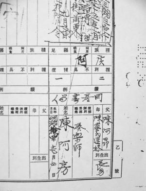 陳慶松的生父陳阿房，在張寶源為戶主的戶籍謄本上記載其為「同居寄留人」，職業為「奏樂師」
